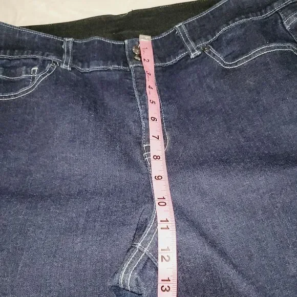 Lane Bryant Jeans Womans 18 Blue Bootcut Dark Wash Demin Contrast Trim Stretch - Picture 11 of 14